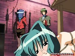 Cute hentai gets chained and whipped hard