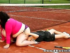 BBW lenora qereqretabua plumps sits on guys face as she lost tennis match