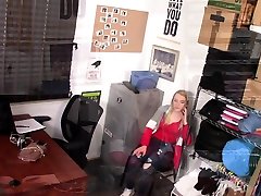 Blonde thief getting her pussy fucked in the officers table