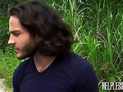 Young man with long hair has his tight asshole tormented