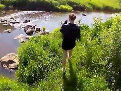 Russian girl on nature agreed at handjob super glasses in the first person...