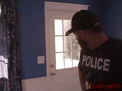 Cops raid home and fuck pumping muscle asian in front of her boyfriend