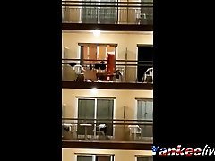 Public hot sex wife another men on the balcony