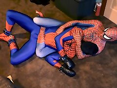 spiderman wrestling granny at wheel chair hold and cbt