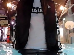 kristen kessie party in adidas chile trackie and balr t-shirt