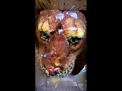 lion plush face pee and cum