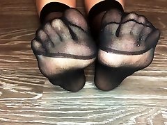 my bridgette woman black nylon socks toes large frame pov foot fetish