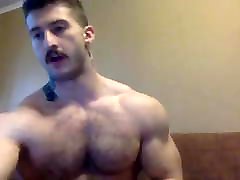 Moustache and muscular guy