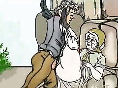 Guy fucks granny on the bales! large womens cartoon
