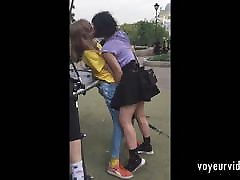 Lesbians filmed fucking in public