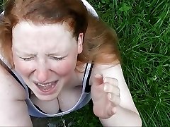 Fat jpn brhothers Curly getting pissed in Her Whore Face in the garden!