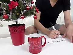 Dirty minded blonde is wearing a sexy Santa uniform and turning some sexual fantasies into reality