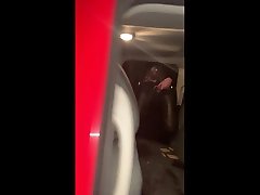dom top pissing in a slaves truck