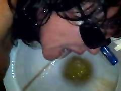 Submissive whore piss drinking in toilet Submissive whore piss drinking in toilet