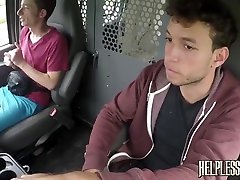 Tormented twink receives cum on face after doggy style anal