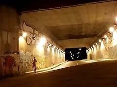 running naked through a tunnel in the street