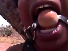 Ebony indah 88 Tied Down and Spit Roasted by 2 BBC&039;s