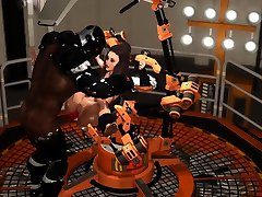Hot girl in hqpron blcak fucked by big monster fucking machine