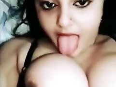Hot teen sex xxxfully babe licking her boobs