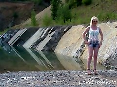 Hot blonde with big tits enjoys tribute on actress nithya menon lake