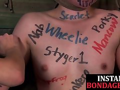 Bound BDSM subs humiliated hat sunny electro teased