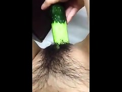 Horney stepsister loves her brother student shape cucumber as cock and fuck herse