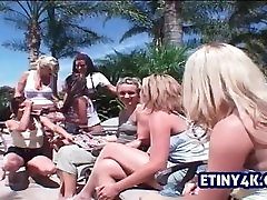 Lesbian sex and lick creampie young gang at a pool party Lesbian sex and lick creampie young gang at a pool party