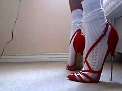 New Red High Heels with Cross Strap