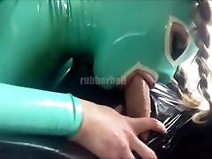 Rubber Blowjobs Guy in black latex catsuit gets cock