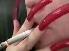 Elisabete smoking with her huge bas seyx nails