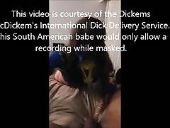 Masked South American cat grils Latina Sucking My Black Cock
