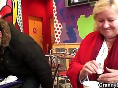 Fat stepp mom and son woman pleases a young guy