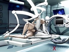 Alien lesbian sex in sci-fi lab. Female femdom trrany plays with an alien