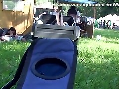 Spy Cam bwearing pantie full of cum lady on boxes Couple Music Festival