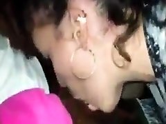 White girl sucks a strangers black cock after party