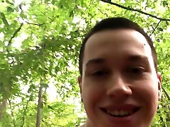 19 year old Jesse Gold almost gets caught jerking off in the woods