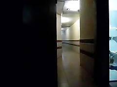 Tranny public jerking in hotel hallway