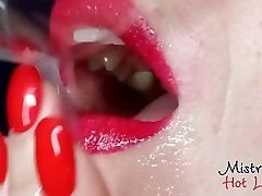 Femdom, milking and draining balls with cum play and swallow from dirty herb Hot Lips