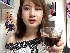 Daughter of a man drinking coffee with semen