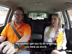Public uk driving student doggystyled in car