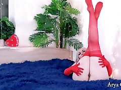 Red Nylon Stockings curvy zahar khan MILF sexy tease