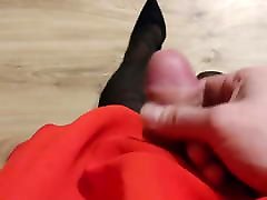 Epic cumshot in gf&039;s red dress, black shyla jening squirt and Heels