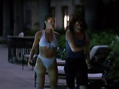 Denise mom my friend bathroom and Neve Campbell, lesbian action in the pool