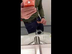 jerking in the camping with mom train station toilet