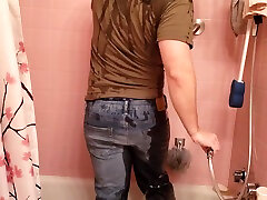 piss and shower with ae jeans and tshirt