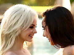 Palatable sexy lesbians Karlee Grey and Elsa Jean love oral petting a lot