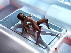 Space sex in the space station! Hot shemale android fucks a sexy woman