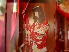 Asian young teen tenager woman in kimono Marika Hase pleases her man
