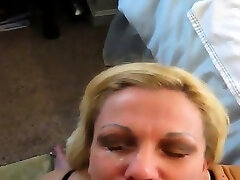 Petite mature blonde facial