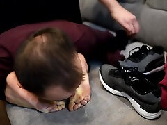 push to smell megans sneakers, socks and feet after gym footdom, femdom